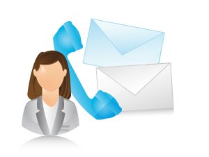 Imprimir receptionist with phone and envelope. vector illustration